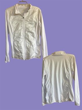 bcg White Women's Zip-Front Athletic Jacket Large